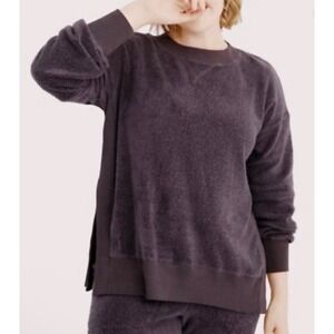 Aerie fleece Knit‎ Pullover Sweater Size Medium Gray Casual Relaxed Fit Brown
